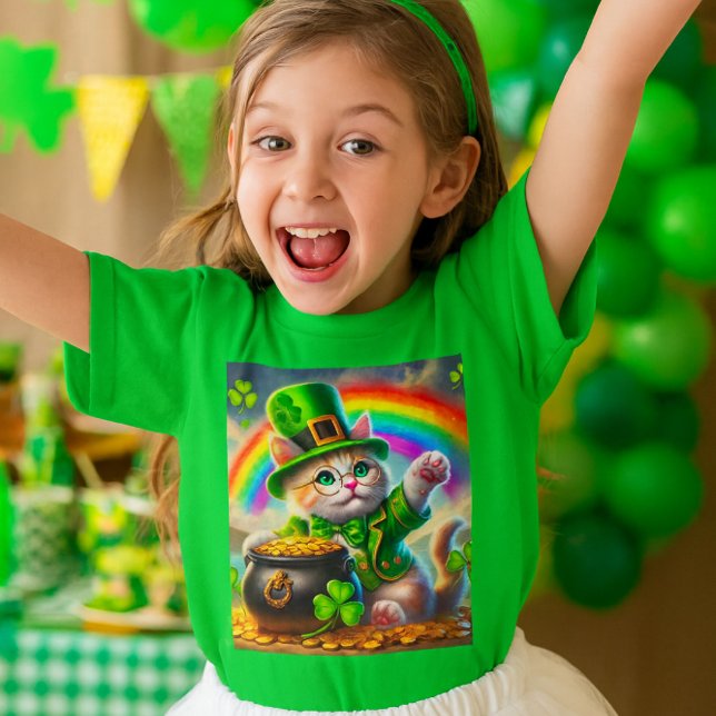 St Patrick's Day Cat Leprechaun Cat Lover T-Shirt (Paws-itively magical! This leprechaun kitty brings the gold and the giggles to a St. Paddy’s party)