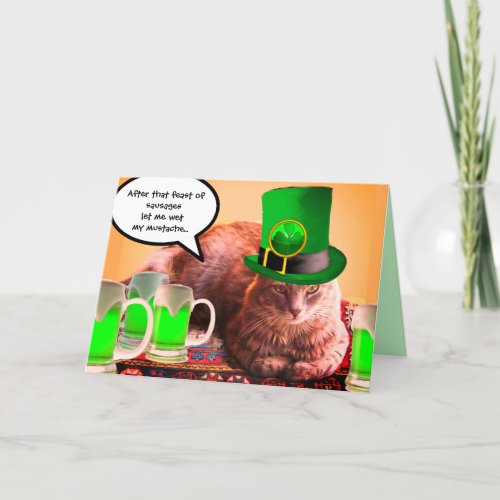 ST PATRICKS DAY CAT LEPRECHAUN HAT IRISH BEERS CARD