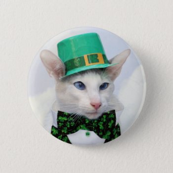 St Patrick's Day Cat Lover Button by knichols1109 at Zazzle