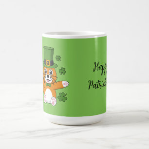 St Patrick's Day Cat Shamrocks Cartoon Add Text Coffee Mug
