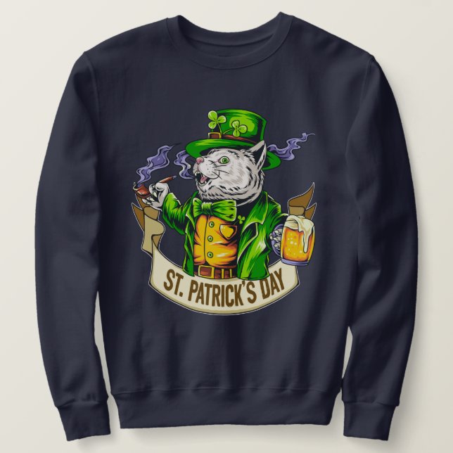 St. Patrick's Day Cat Sweatshirt (Design Front)