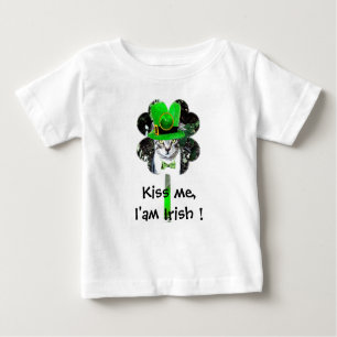 ST PATRICK'S DAY CAT WITH GREEN CLOVER BABY T-Shirt