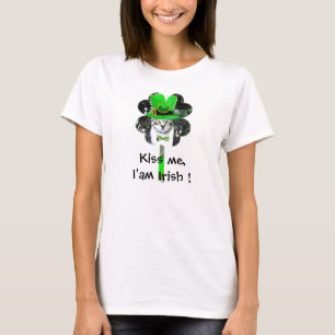 ST PATRICK'S DAY CAT WITH GREEN CLOVER T-Shirt