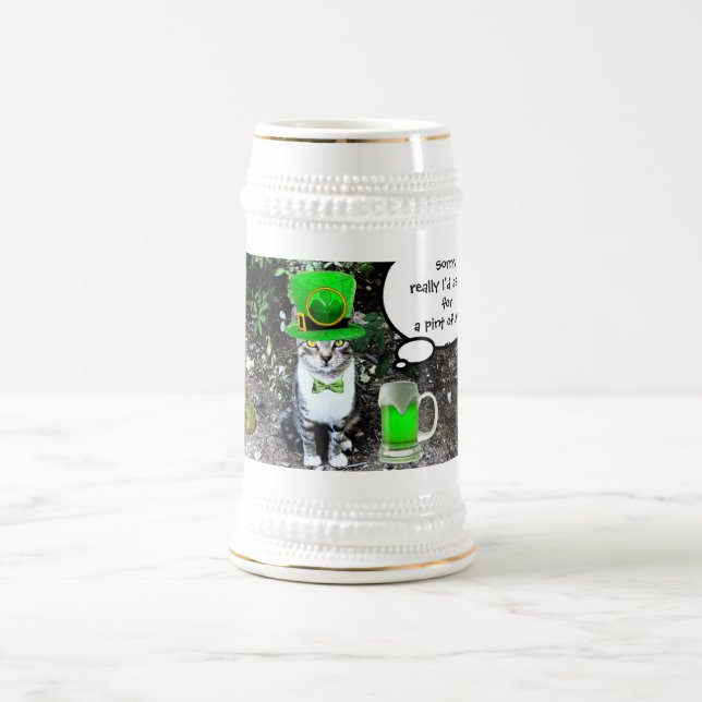 ST PATRICK'S  DAY CAT  WITH GREEN IRISH BEER BEER STEIN (Center)