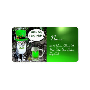 ST PATRICK'S DAY CAT WITH GREEN IRISH BEER LABEL