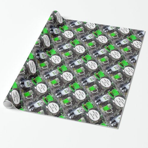 ST PATRICKS  DAY CAT  WITH GREEN IRISH BEER WRAPPING PAPER