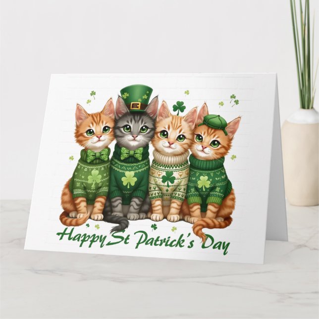 St. Patrick's Day Cats Card (Front)