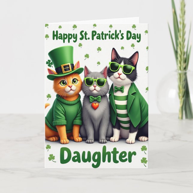 St Patricks Day Cats Daughter Card (Front)