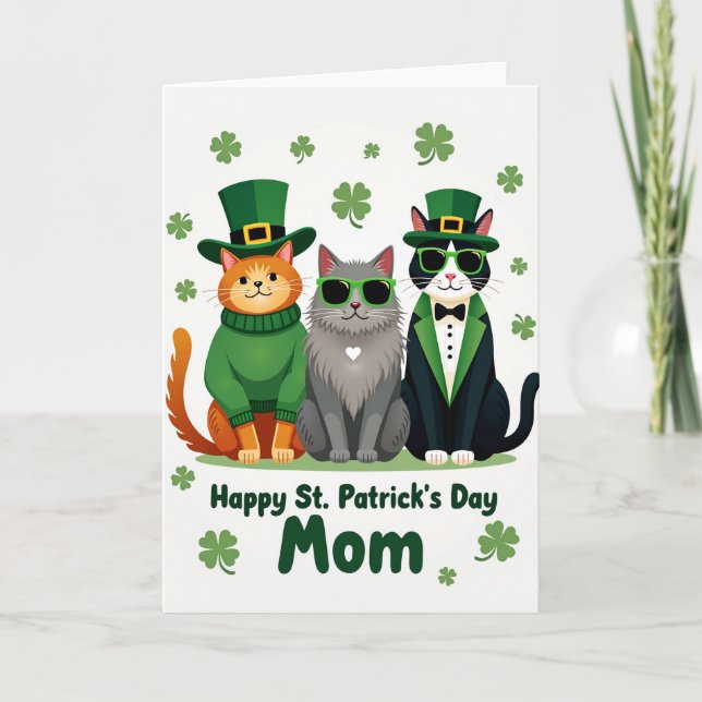 St Patricks Day Cats Mom Card (Front)