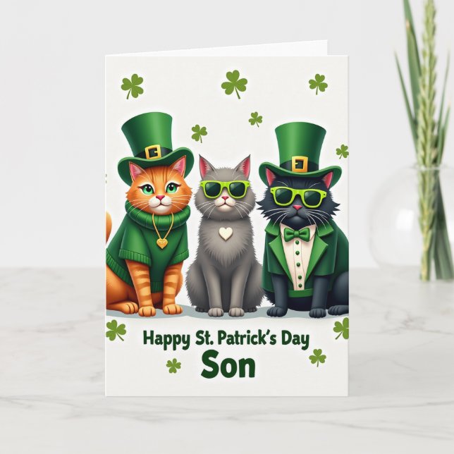 St Patricks Day Cats Son Card (Front)