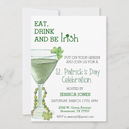 St Patricks Day Celebration Party Adult Cocktail Invitation