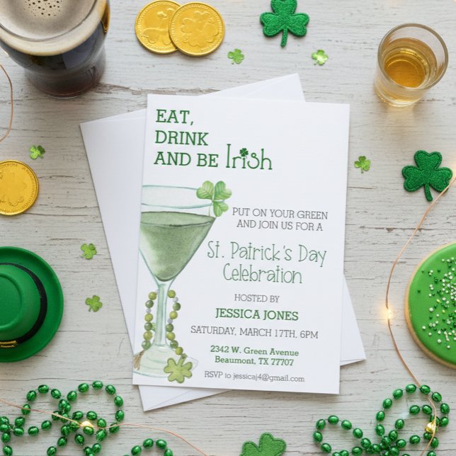 St. Patrick's Day Celebration Party Adult Cocktail Invitation (Creator Uploaded)