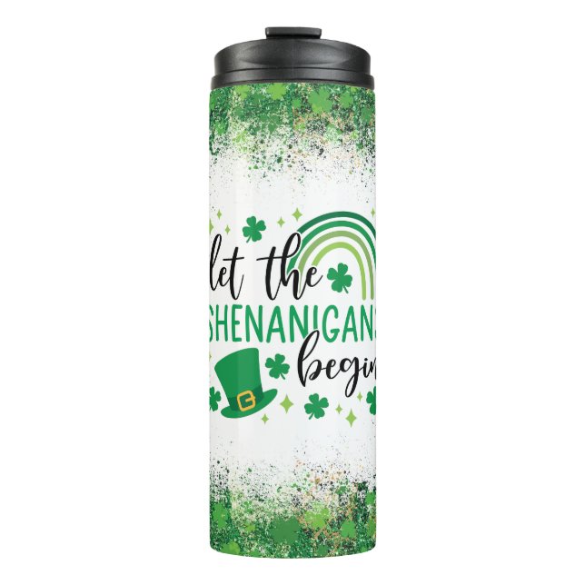 St. Patrick's Day Celebration With Shamrocks  Thermal Tumbler (Front)