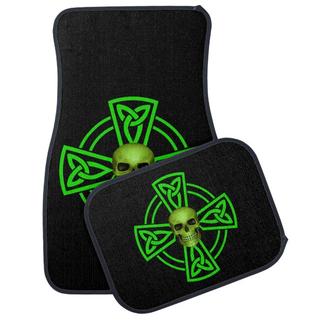 St. Patrick's Day Celtic Cross And Skull Car Floor Mat (Set)