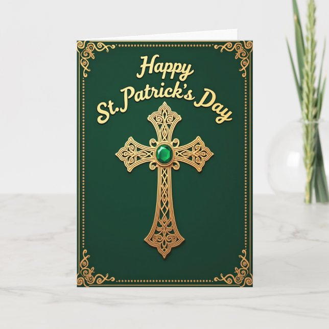St Patricks Day Celtic Cross Card (Front)