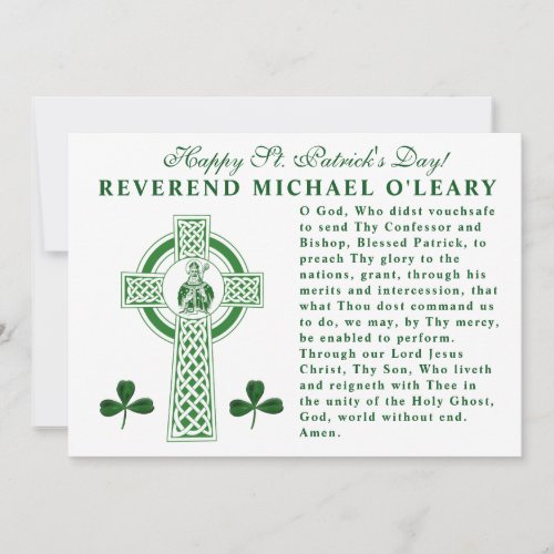 St Patricks Day Celtic Cross Prayer Shamrocks Card