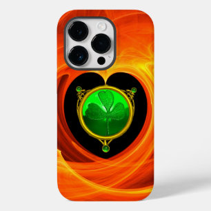 ST PATRICK'S DAY CELTIC HEART,SHAMROCK IN ORANGE iPhone 14 PRO CASE