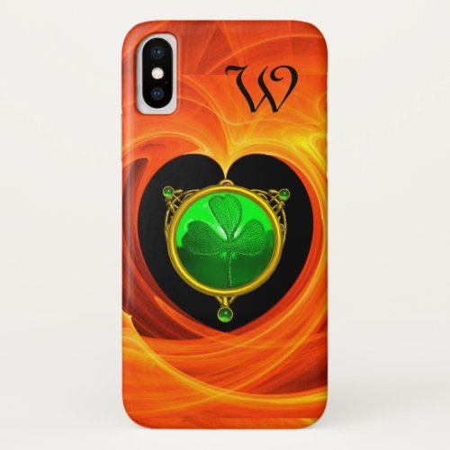 ST PATRICKS DAY CELTIC HEARTSHAMROCK MONOGRAM iPhone X CASE