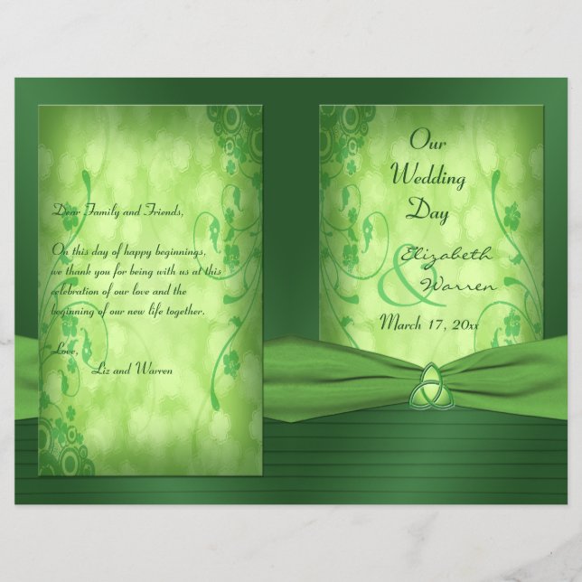 St. Patrick's Day Celtic Love Knot Wedding Program (Front)