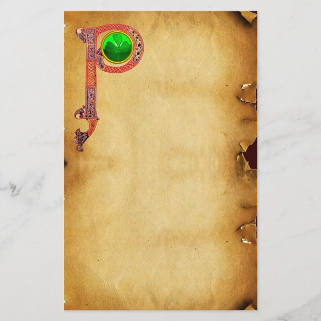 ST PATRICK'S DAY CELTIC P MONOGRAM  WITH SHAMROCK STATIONERY (Front)