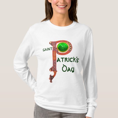 ST PATRICKS DAY CELTIC P MONOGRAM  WITH SHAMROCK T_Shirt