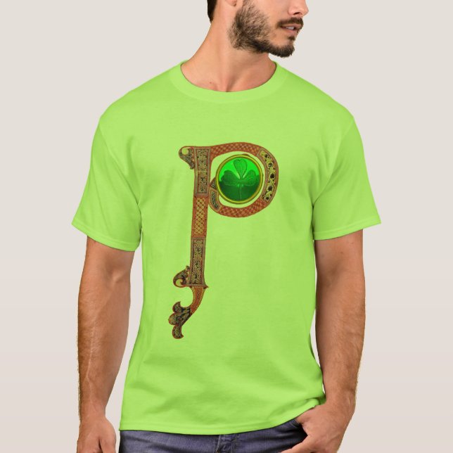 ST PATRICK'S DAY CELTIC P MONOGRAM  WITH SHAMROCK T-Shirt (Front)