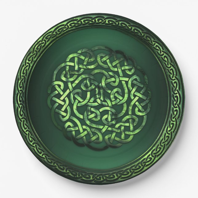 St. Patrick's Day - Celtic Pattern Round Paper Plates (Front)