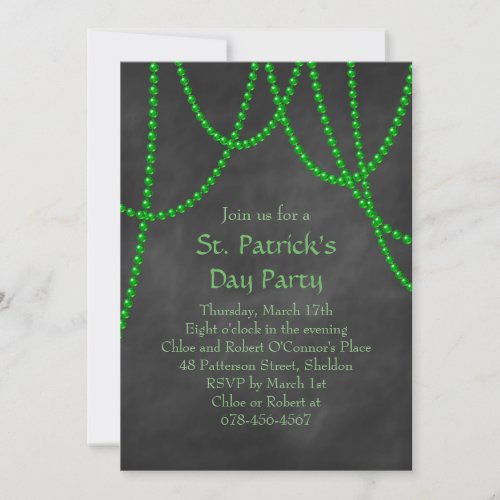 St Patricks Day Chalkboard Party Invitation