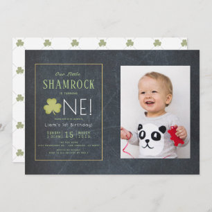 St. Patrick's Day Chalkboard Photo 1st Birthday Invitation