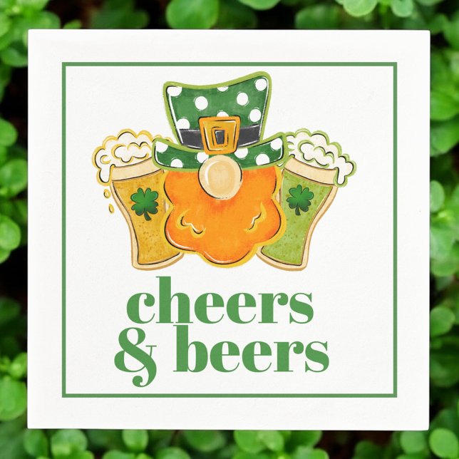 St Patrick's Day Cheers and Beers Leprechaun Party Napkins (Creator Uploaded)
