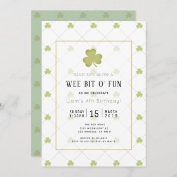 St. Patrick's Day Chic & Clean Green Birthday Invitation by rikkas at Zazzle