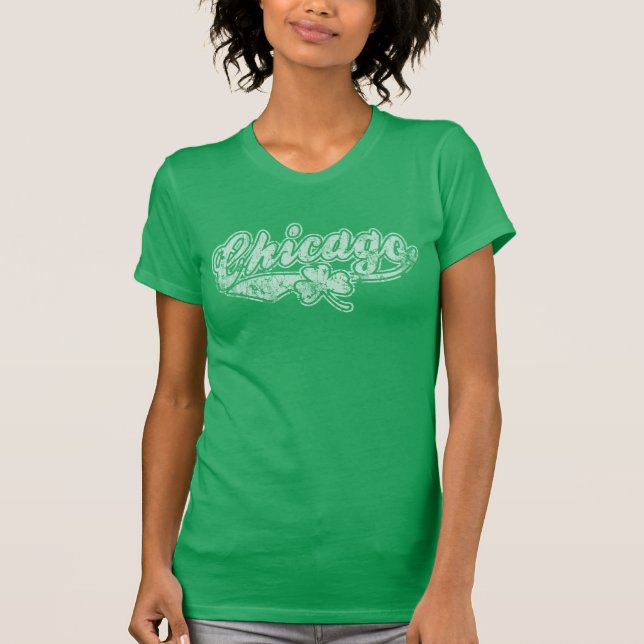 St Patrick's Day Chicago Irish Shamrock T-Shirt (Front)