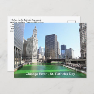 St. Patrick's Day Chicago's Green River Fun Facts Postcard