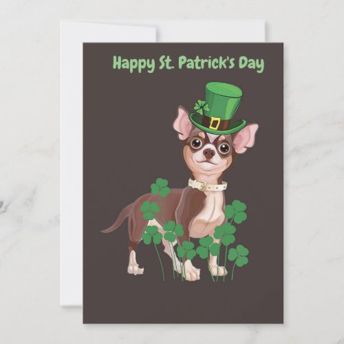 St Patricks Day Chihuahua puppy flat card