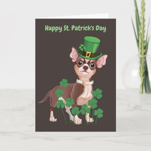 St Patricks Day Chihuahua puppy greeting card