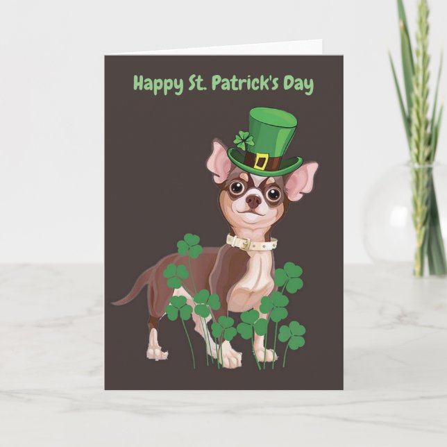 St. Patrick's Day Chihuahua puppy holiday card (Front)