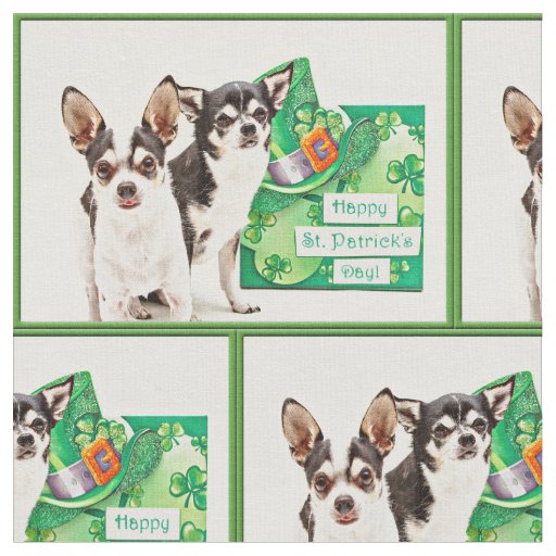 St. Patrick's Day Chihuahua's Fabric