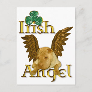 St. Patrick's Day Chinese Shar Pei Dog Irish Angel Postcard