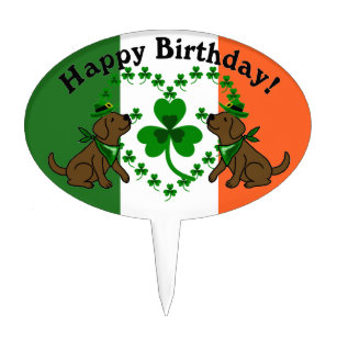 St. Patrick's Day Chocolate Lab Birthday Cake Topper