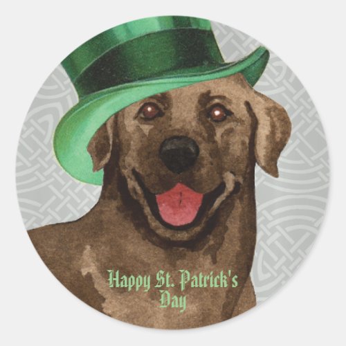 St Patricks Day Chocolate Lab Classic Round Stic Classic Round Sticker