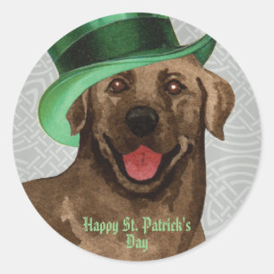 St. Patrick's Day Chocolate Lab Classic Round Stic Sticker