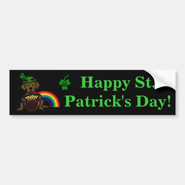 St. Patrick's Day Chocolate Lab Rainbow Bumper Sticker (Front)