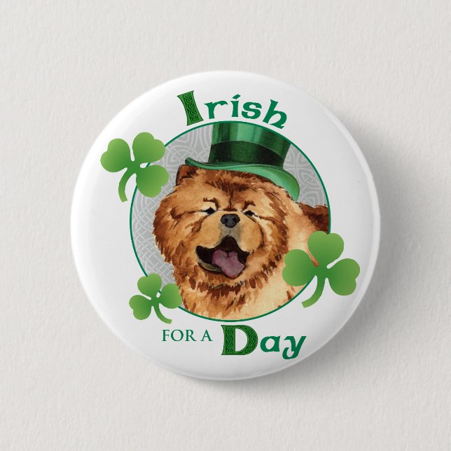 St. Patrick's Day Chow Pinback Button (Front)