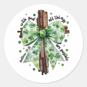 St. Patrick's Day Christian Faith Clover Shamrock Classic Round Sticker