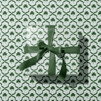 St. Patrick's Day Classic Green Shamrock Lattice  Wrapping Paper