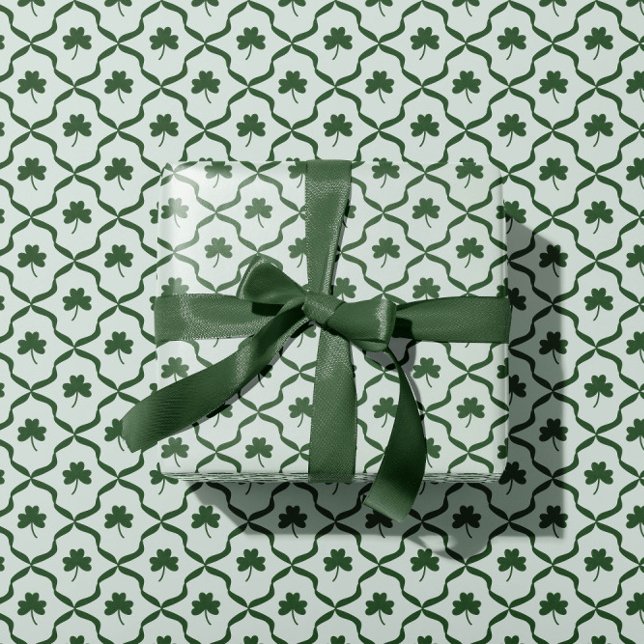 St. Patrick's Day Classic Green Shamrock Lattice  Wrapping Paper (Creator Uploaded)