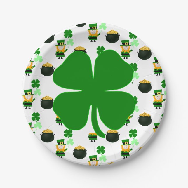 St. Patrick's Day Classic Pattern Holiday Party  Paper Plates (Front)