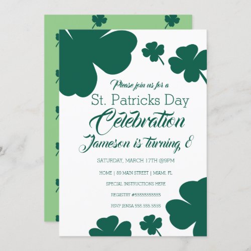 St Patricks Day Clebration Shamrock Greenery Invitation