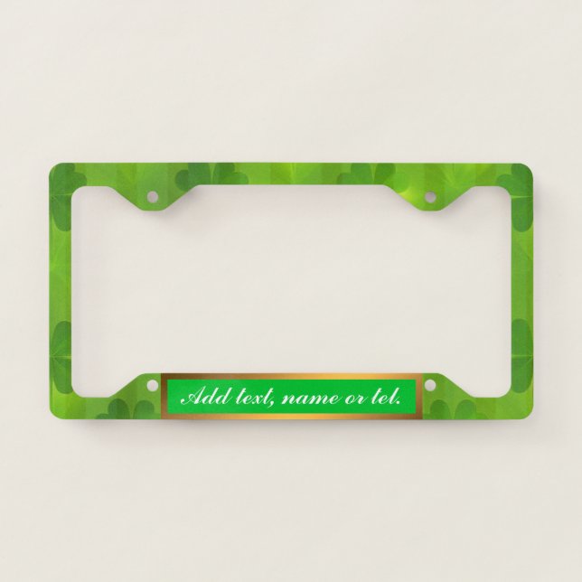 St Patrick's Day Clover 4 Lists Modern Collection License Plate Frame (Front)