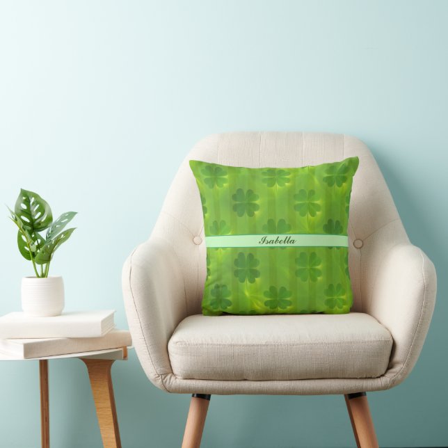 St Patrick's Day Clover 4 Lists Modern Collection Throw Pillow (Chair)